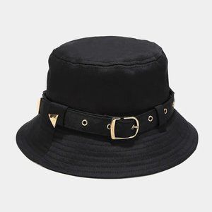 Bucket Hat W/Buckle Detail Cargo Foldable Fashion Solid Color Black Fall Winter